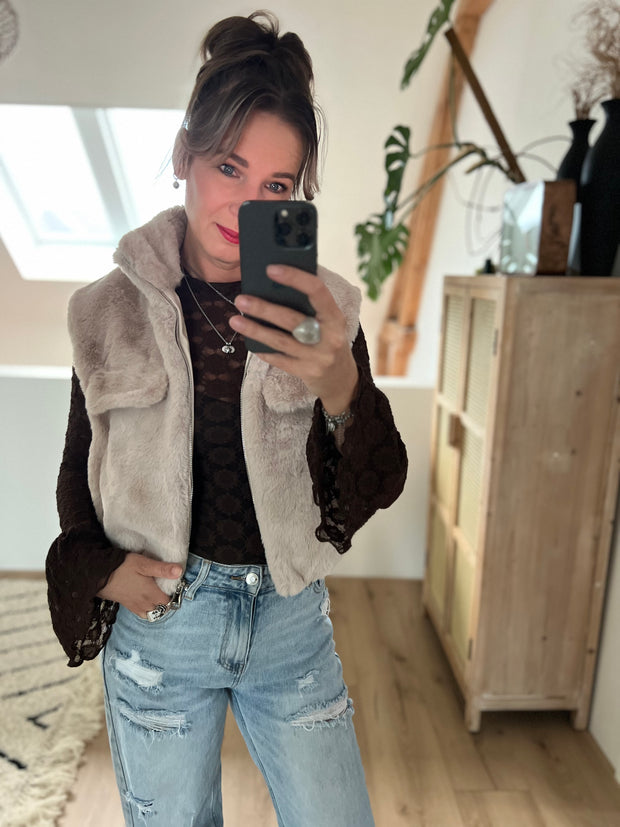 Gilet 40791 fake fur Ecru
