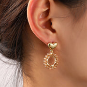 Oorbel Cute Heart Dangle - 14K + Butter Yellow E5085-08