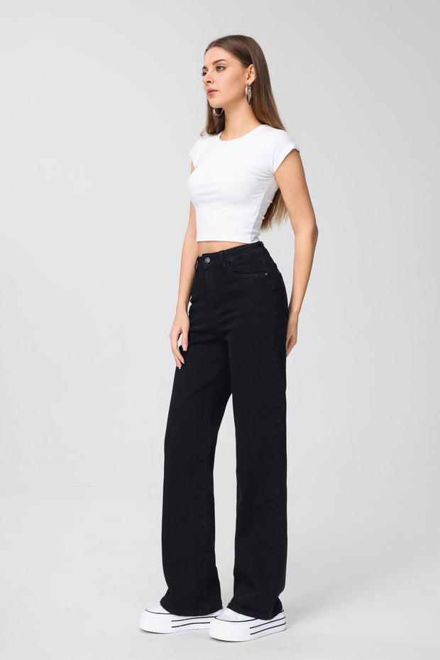 Jeans H876 Wide leg Zwart Super stretch