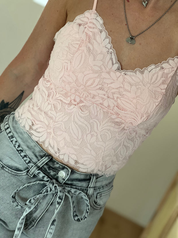 Top Bralette lace T3295 roze
