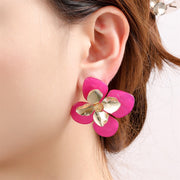 Oorbel Single Flower - 14K + pink E4534-3