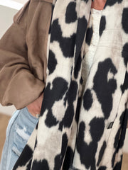 Sjaal Leopard ecru zwart