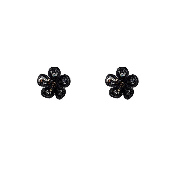 Cotton Flower Stud - Black E55172-1