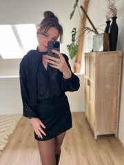 Blouse printed H4429 Zwart