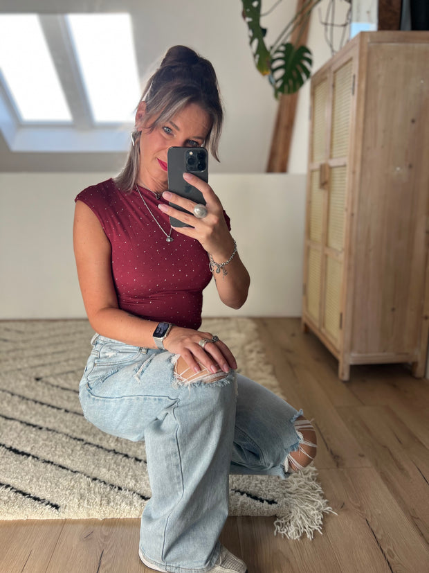 Top Strass M793 Bordeaux