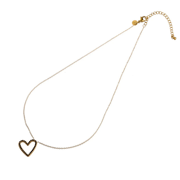 Ketting Sprakle Heart Necklace - 14K + black N4281-5