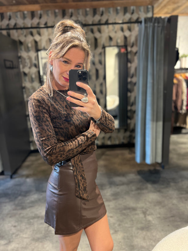 Skirt leatherlook 27211 Bruin
