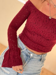 Top off-shoulder 23461 Bordeaux