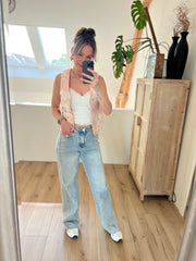 Jeans wide leg strass H937-2