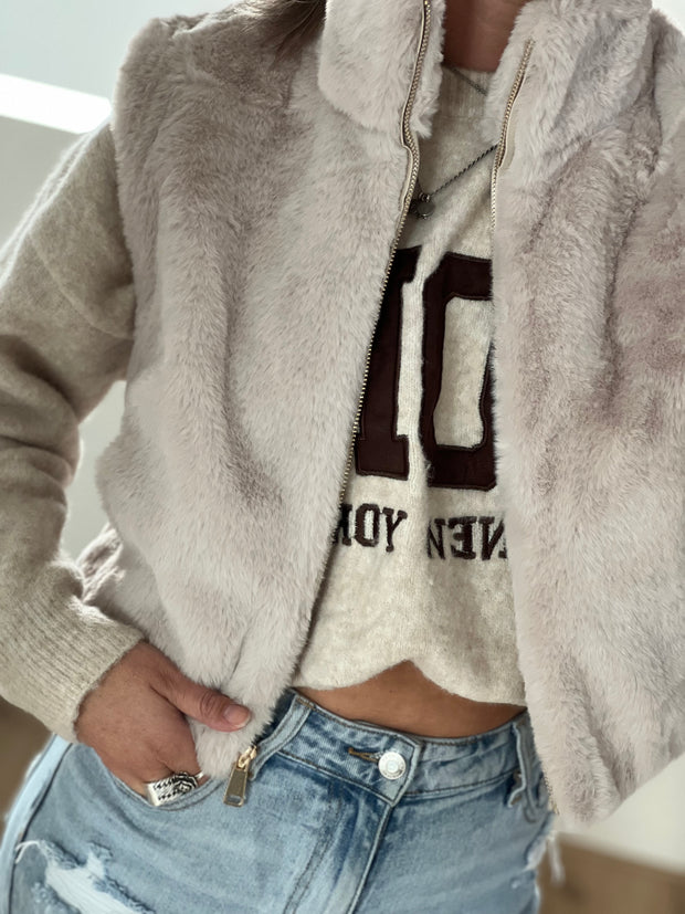 Gilet 40841 fake fur Ecru