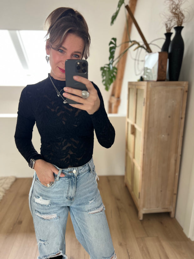 Top 23466 lace Zwart