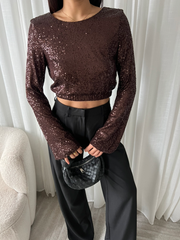 Top pailletten EP19627 Bruin