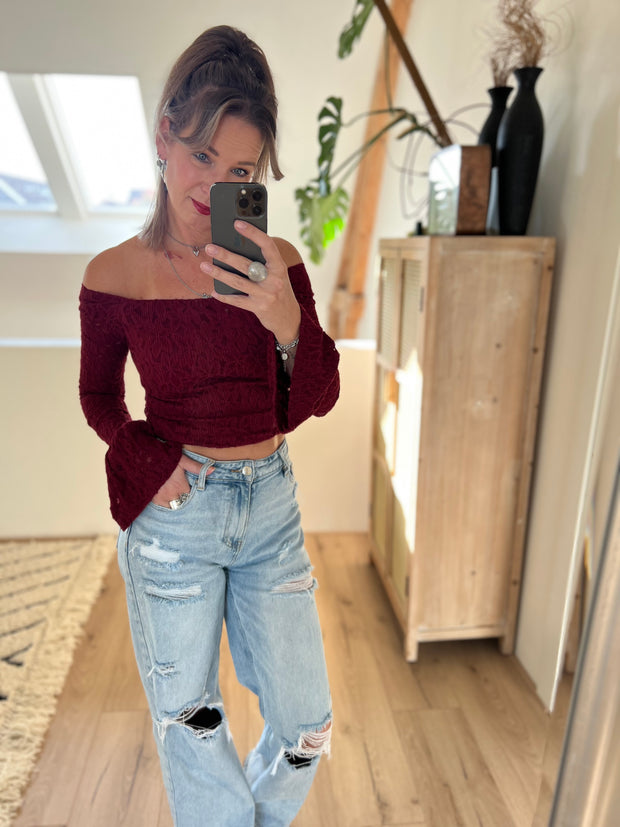 Top off-shoulder 23461 Bordeaux