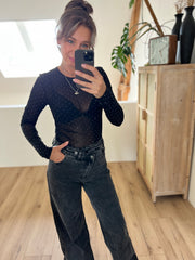 Top Mesh strass EP19573 Zwart