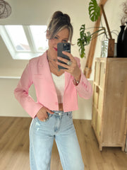 Blazer cropped Roze M587