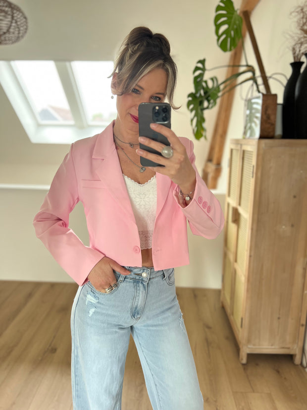 Blazer cropped Roze M587