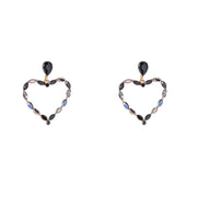 Oorbel Fine Heart - 14K + black E4598-1