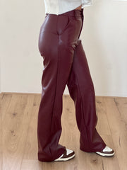 Broek leatherlook M317 Bordeaux