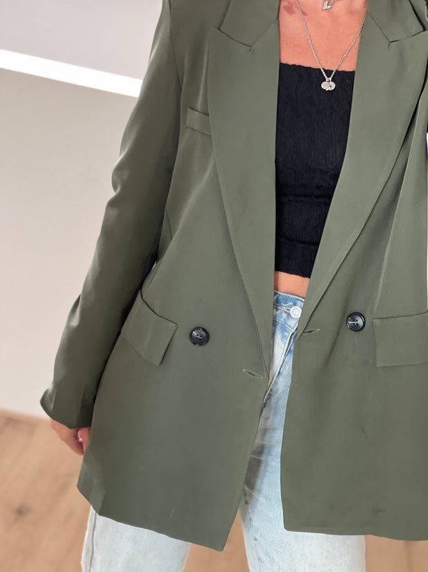 Blazer oversized langer model Groen J003