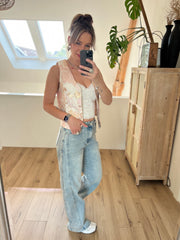 Jeans wide leg strass H937-2