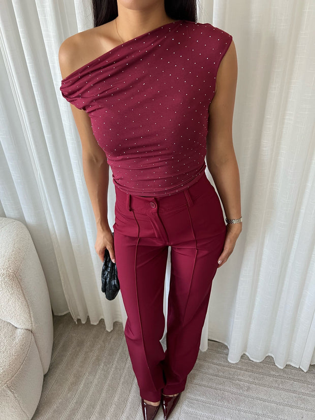 Top Strass M793 Bordeaux