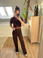 Pailletten top 7037 Camel