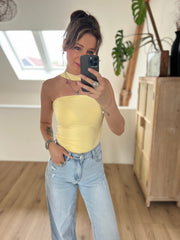 Top Strapless Choker M766 geel