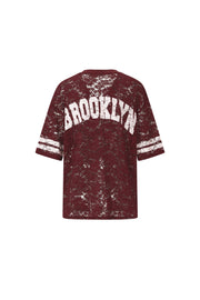 Shirt baseball lace Bordeaux