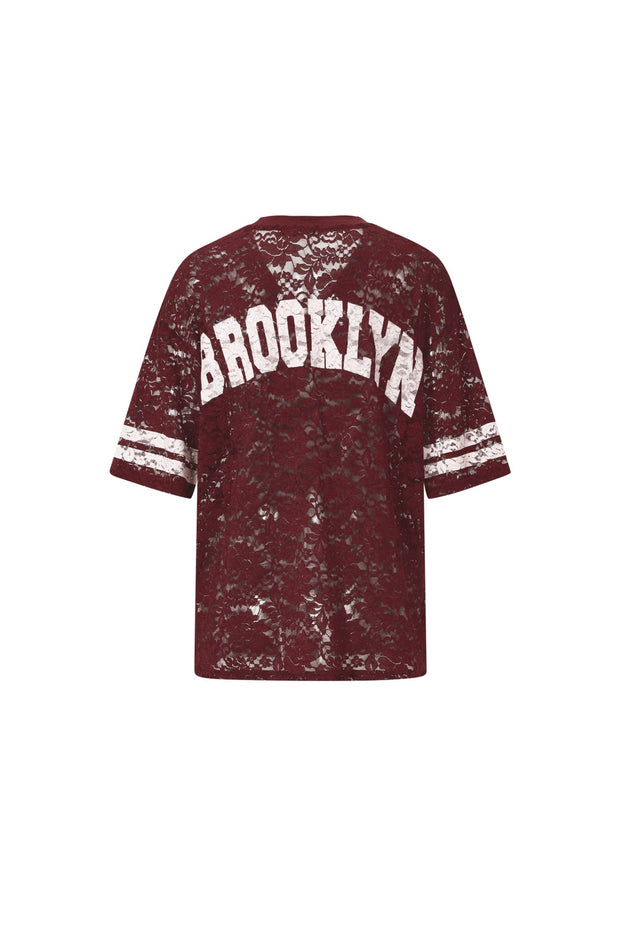 Shirt baseball lace Bordeaux