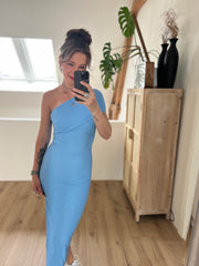 Dress VD1862 Blauw One-shoulder
