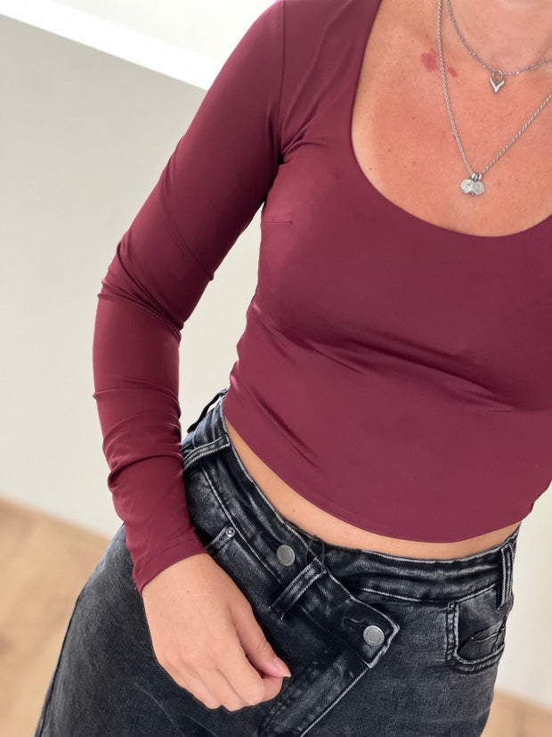 Top basic cropped 15797 Bordeaux
