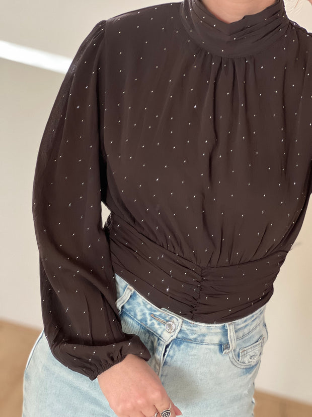 Top strass CY5358 bruin