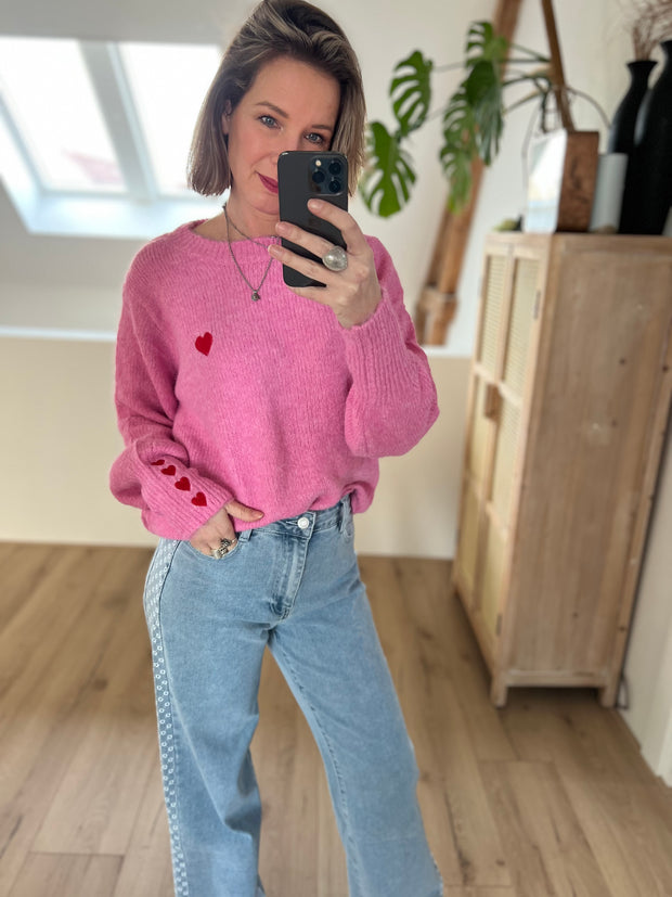 Trui Hearts pink YP1668