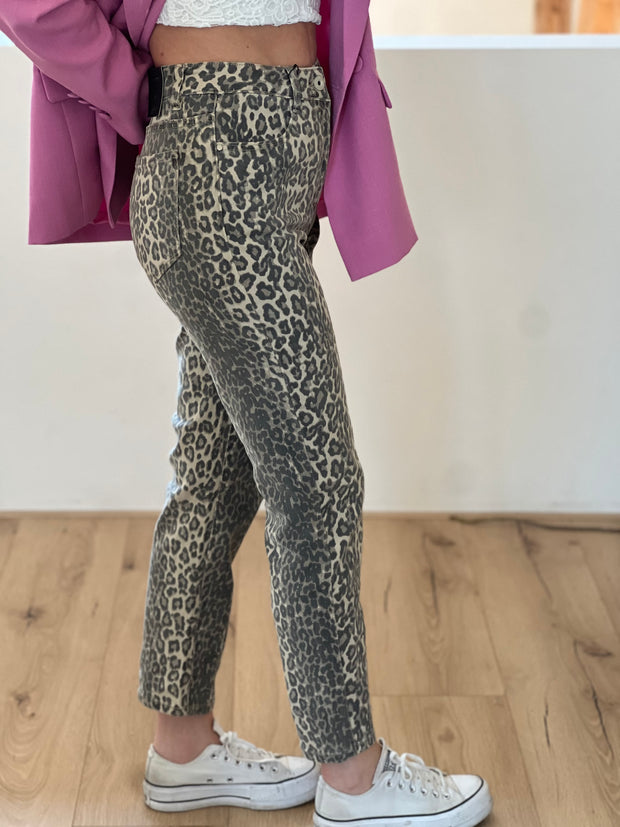 Jeans Mom-fit Leopard T6028-80