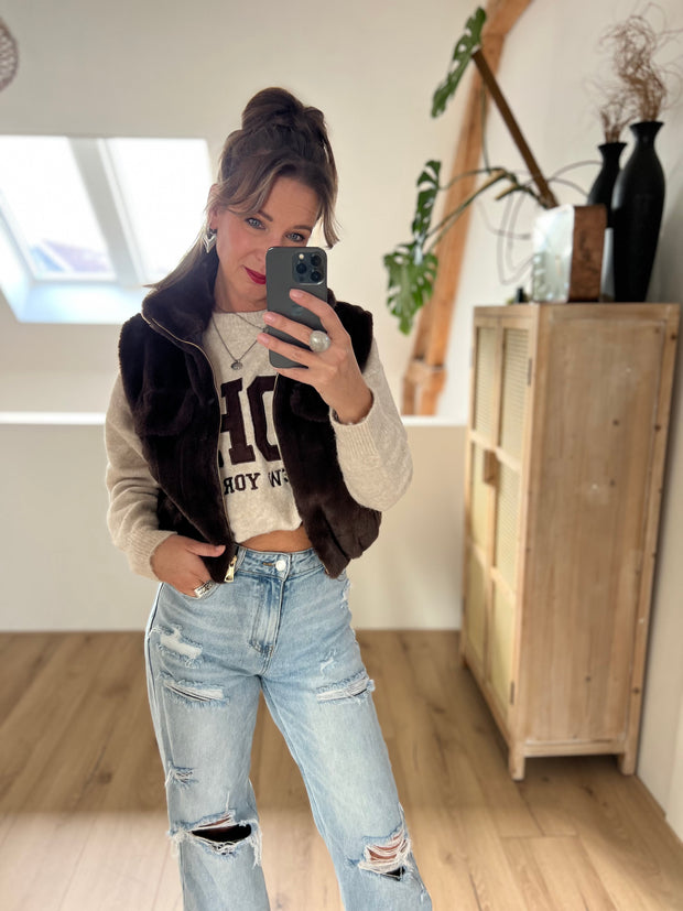 Gilet 40791 fake fur bruin