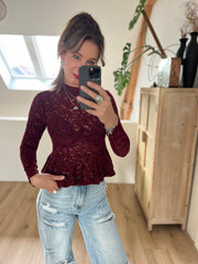 Top Peplum lace 61927 Bordeaux