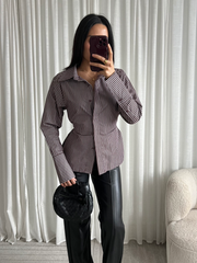 Blouse striped EP19592 Bruin