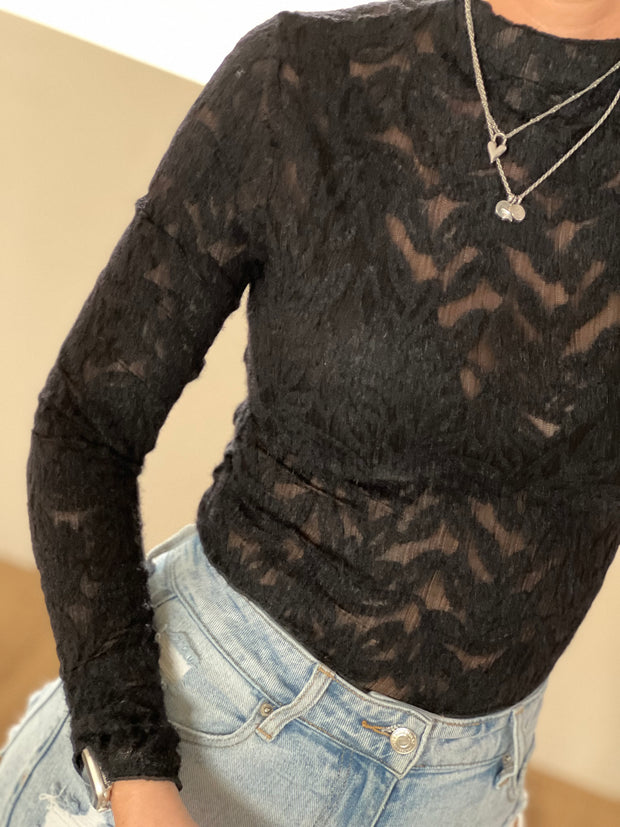 Top 23466 lace Zwart