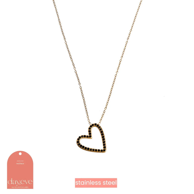 Ketting Sprakle Heart Necklace - 14K + black N4281-5