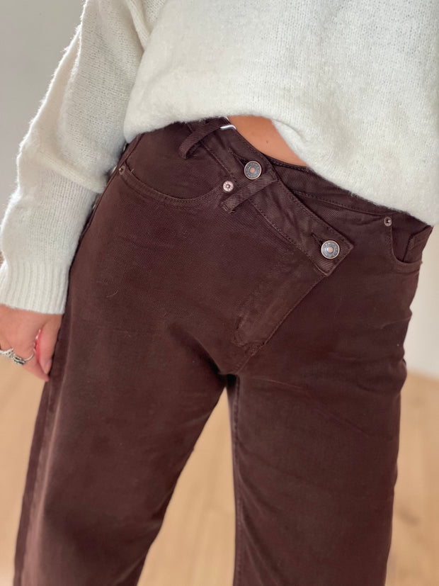 Jeans Double  H850-19 Bruin Wide leg stretch