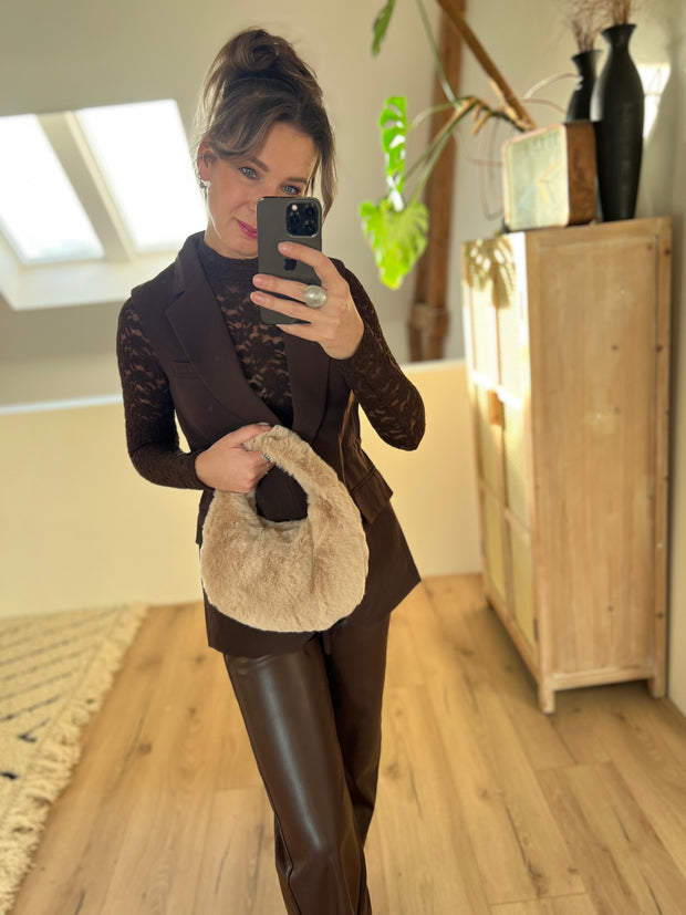 Fluffy fur tas Beige