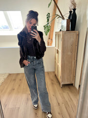 Jeans H849-2 Grijs Double wide leg stretch