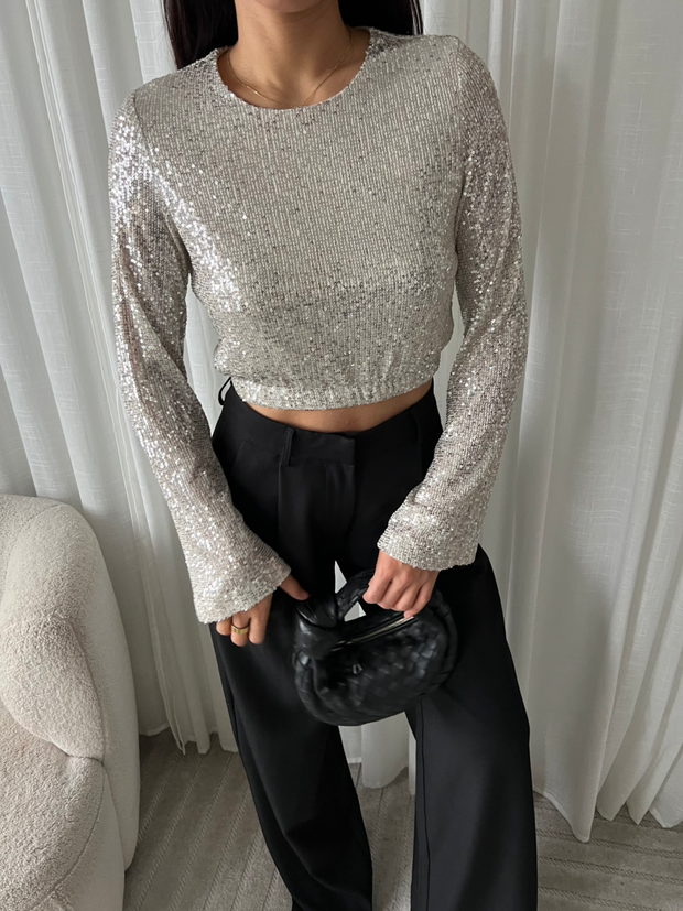 Top pailletten EP19627 Ecru