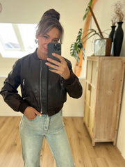 Jacket leatherlook bruin 16128