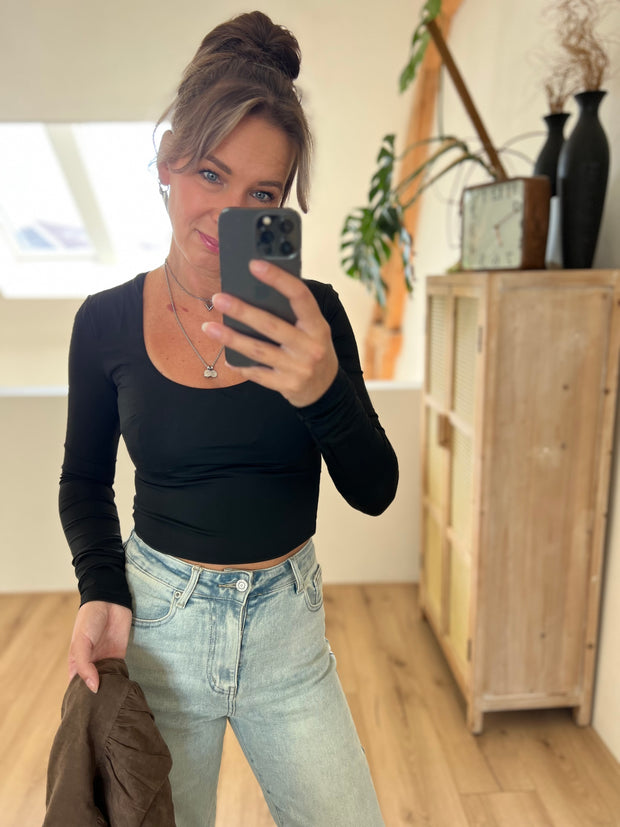Top basic cropped 15797 Zwart