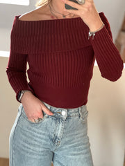 Trui off-shoulder 8027 Bordeaux