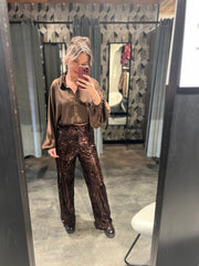 Pantalon pailletten 15365-1 Bruin