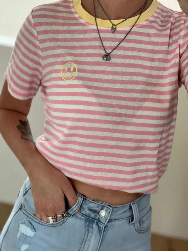 T-shirt smiley striped SE1180