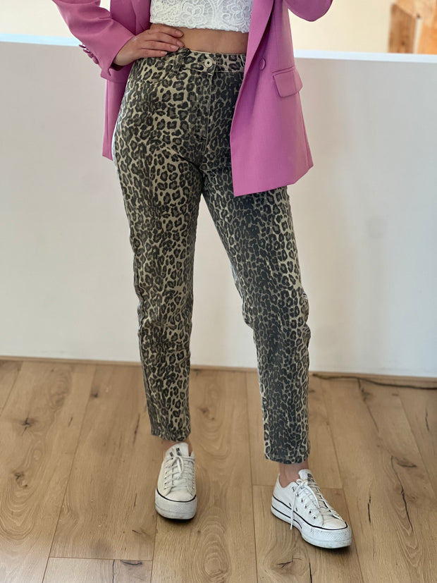 Jeans Mom-fit Leopard T6028-80