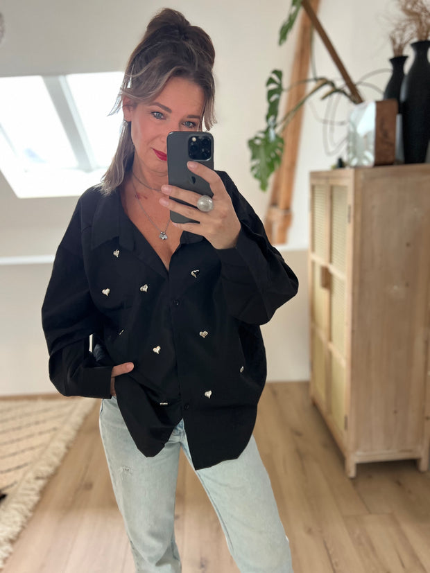 Blouse hearts CY5279 Zwart